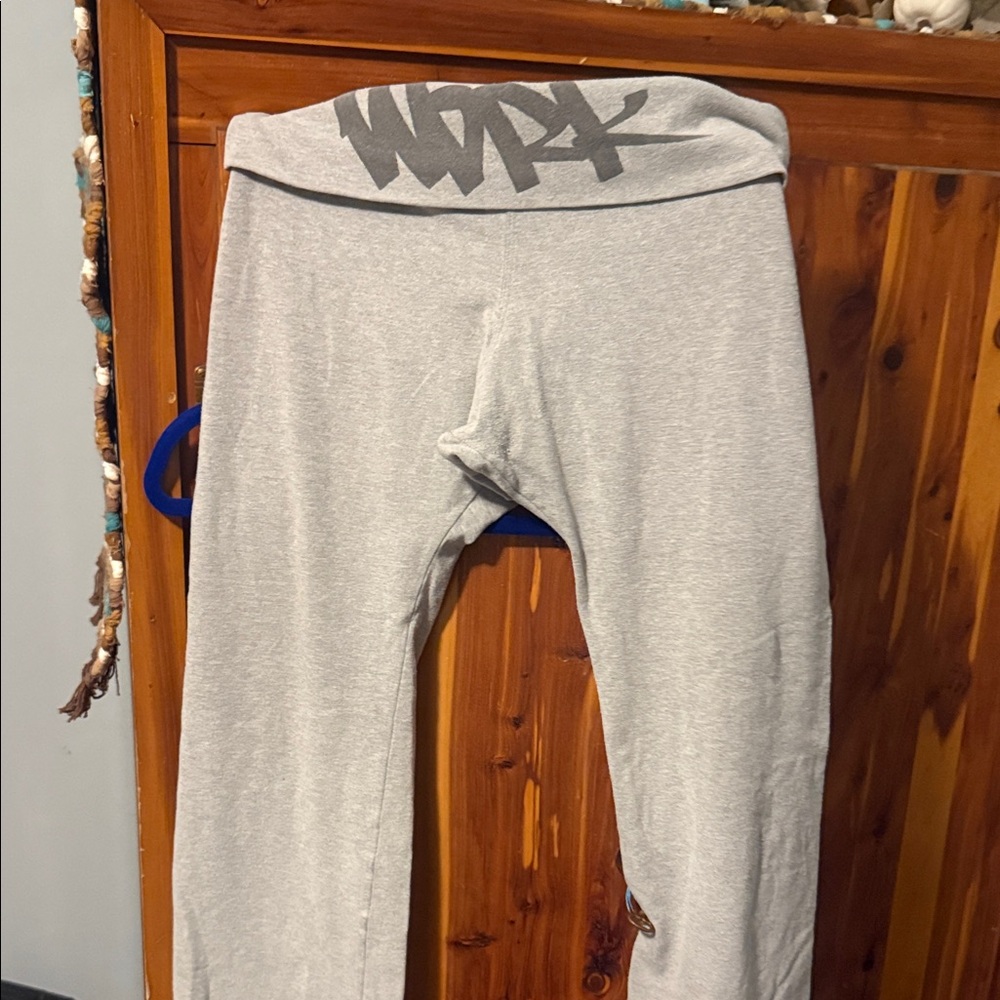 Flag Nor Fail Light Gray Foldover Flare Leggings